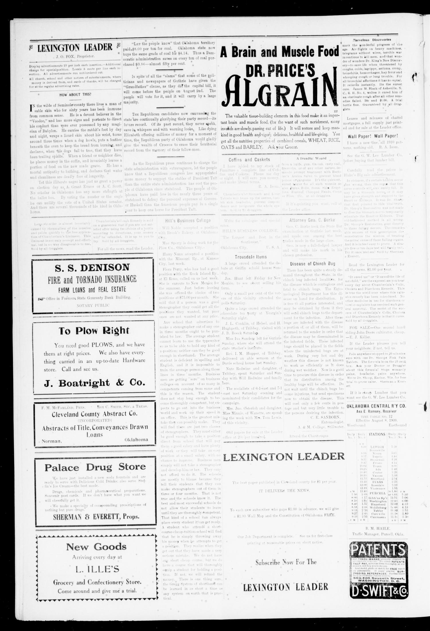 Lexington Leader. (Lexington, Okla.), Vol. 19, No. 39, Ed. 1 Friday, June 17, 1910
                                                
                                                    [Sequence #]: 4 of 8
                                                