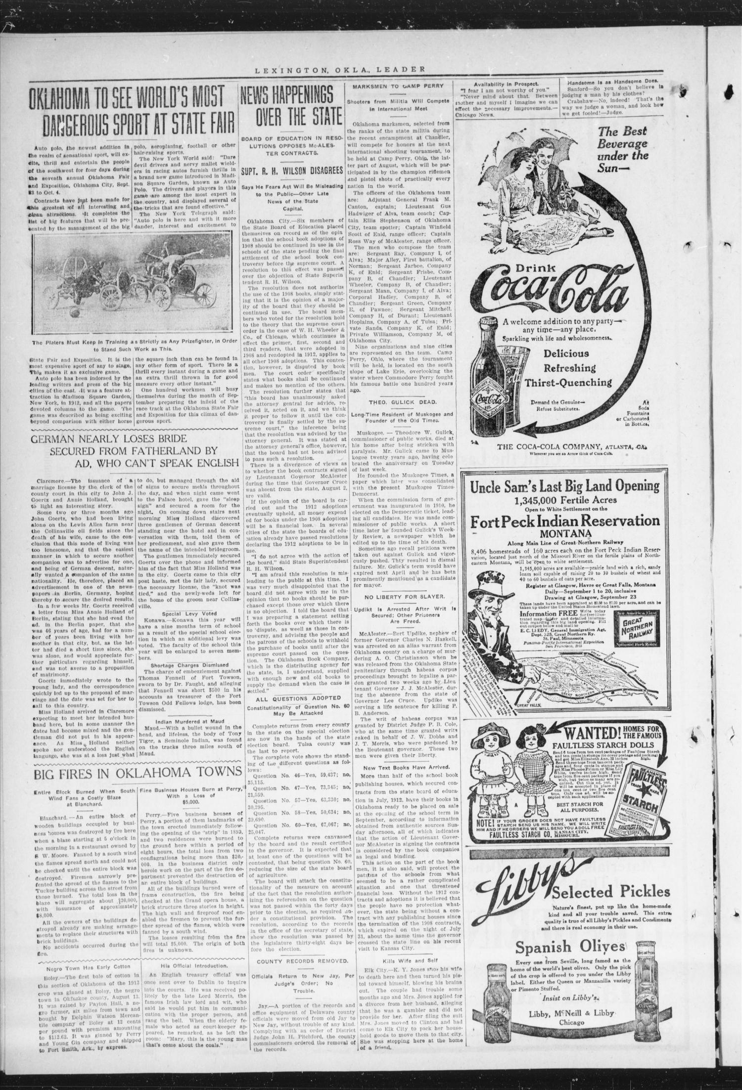 The Lexington Leader (Lexington, Okla.), Vol. 22, No. 49, Ed. 1 Friday, August 22, 1913
                                                
                                                    [Sequence #]: 6 of 8
                                                