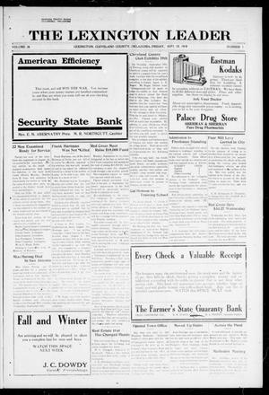 The Lexington Leader (Lexington, Okla.), Vol. 28, No. 1, Ed. 1 Friday, September 13, 1918