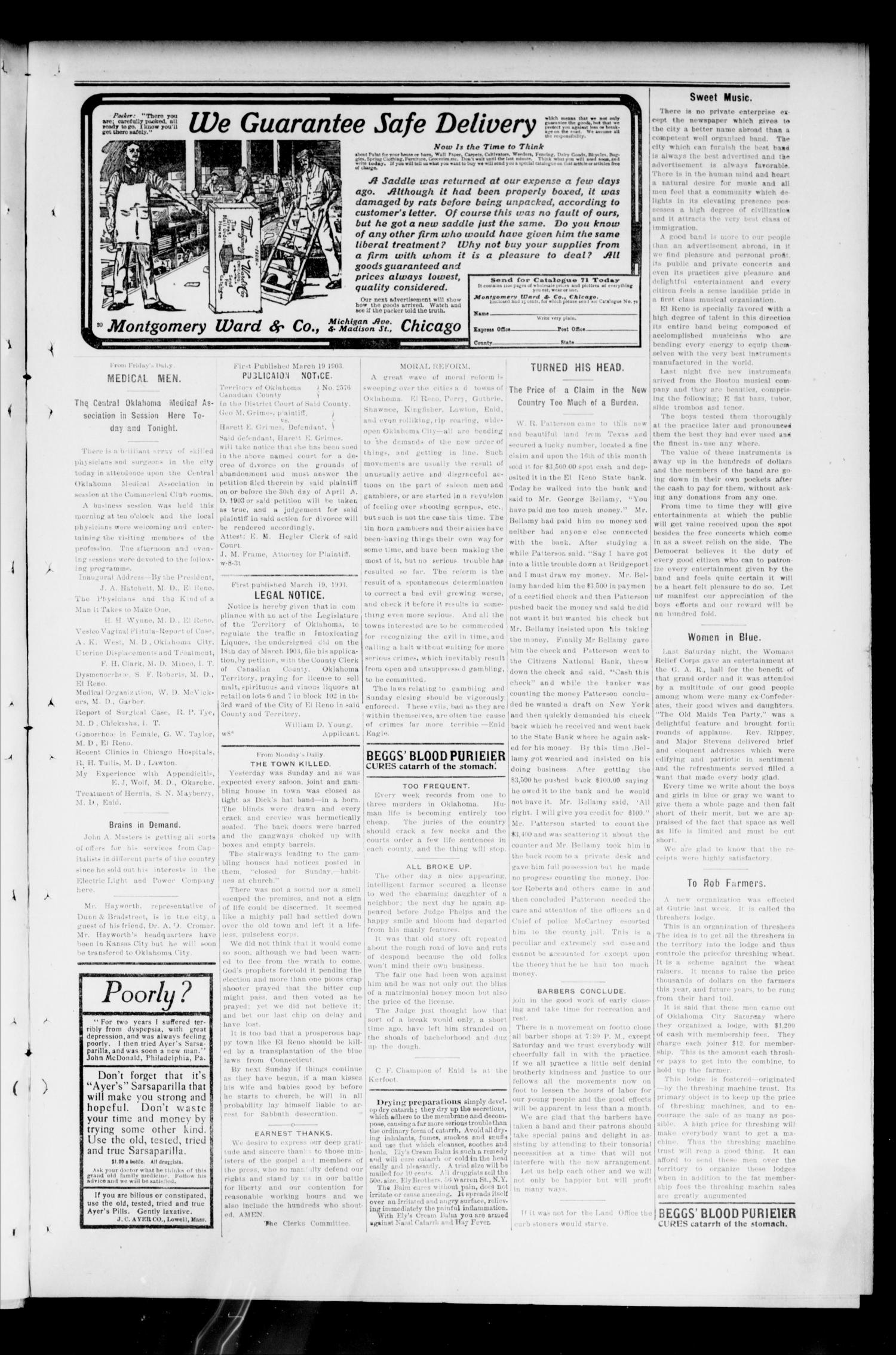 The El Reno Democrat. (El Reno, Okla. Terr.), Vol. 14, No. 13, Ed. 1 Thursday, April 23, 1903
                                                
                                                    [Sequence #]: 3 of 8
                                                