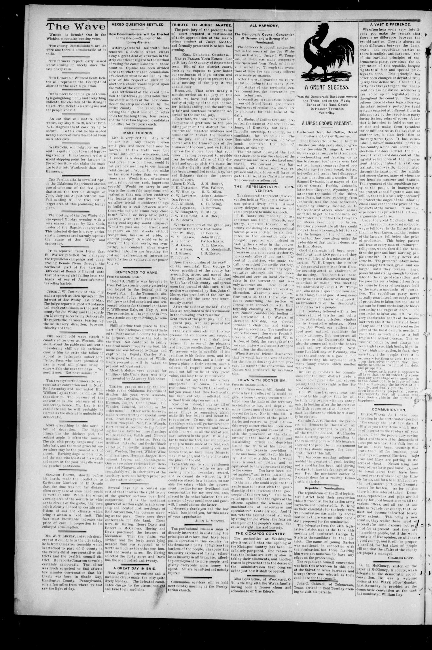 The Enid Weekly Wave. (Enid, Okla. Terr.), Vol. 1, No. 44, Ed. 1 Saturday, October 13, 1894
                                                
                                                    [Sequence #]: 2 of 8
                                                