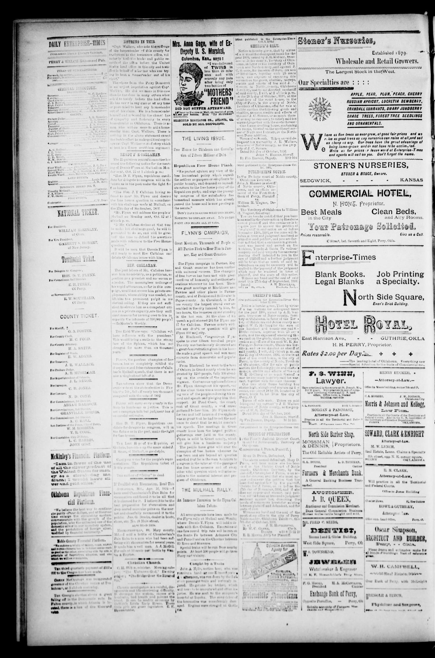 Perry Enterprise-Times. (Perry, Okla.), Vol. 4, No. 136, Ed. 1 Saturday, October 10, 1896
                                                
                                                    [Sequence #]: 2 of 4
                                                