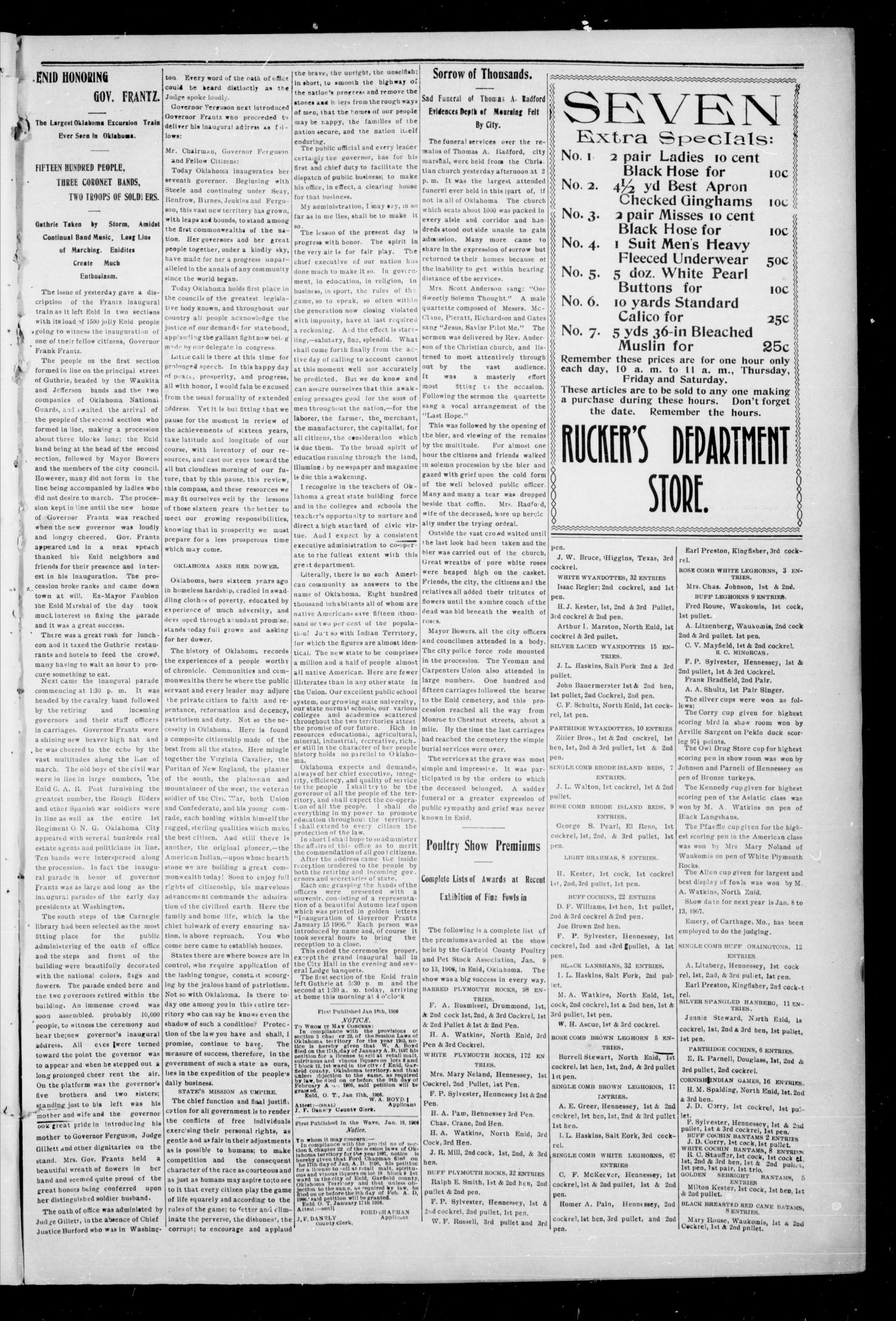 The Enid Weekly Wave. (Enid, Okla. Terr.), Vol. 13, No. 3, Ed. 1 Thursday, January 18, 1906
                                                
                                                    [Sequence #]: 3 of 8
                                                