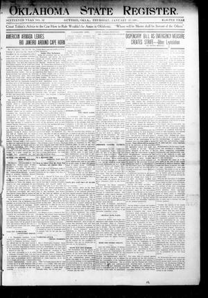 Primary view of object titled 'Oklahoma State Register. (Guthrie, Okla.), Vol. 16, No. 52, Ed. 1 Thursday, January 23, 1908'.