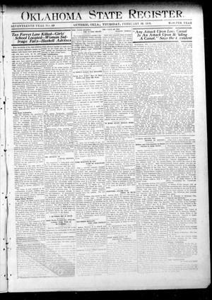 Oklahoma State Register. (Guthrie, Okla.), Vol. 17, No. 49, Ed. 1 Thursday, February 18, 1909
