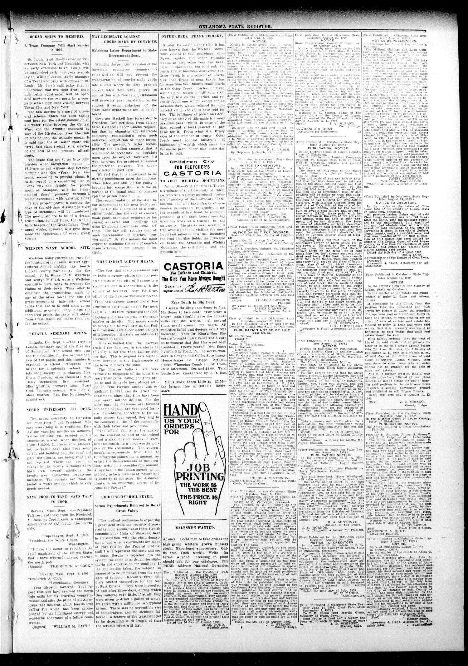 Oklahoma State Register. (Guthrie, Okla.), Vol. 18, No. 27, Ed. 1 Thursday, September 9, 1909
                                                
                                                    [Sequence #]: 7 of 8
                                                