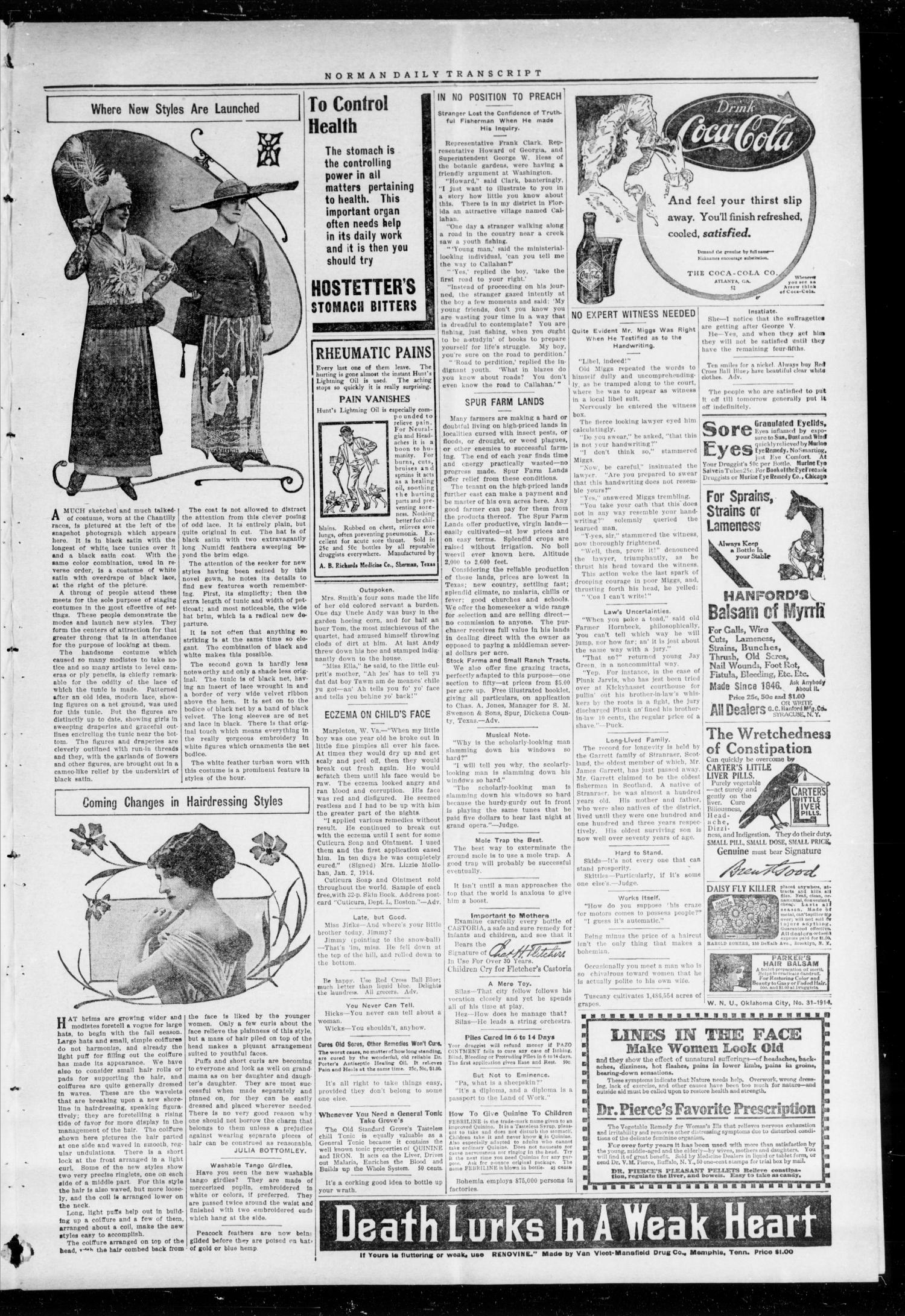 The Daily Transcript  (Norman, Okla.), Vol. 1, No. 311, Ed. 1 Tuesday, August 11, 1914
                                                
                                                    [Sequence #]: 3 of 4
                                                