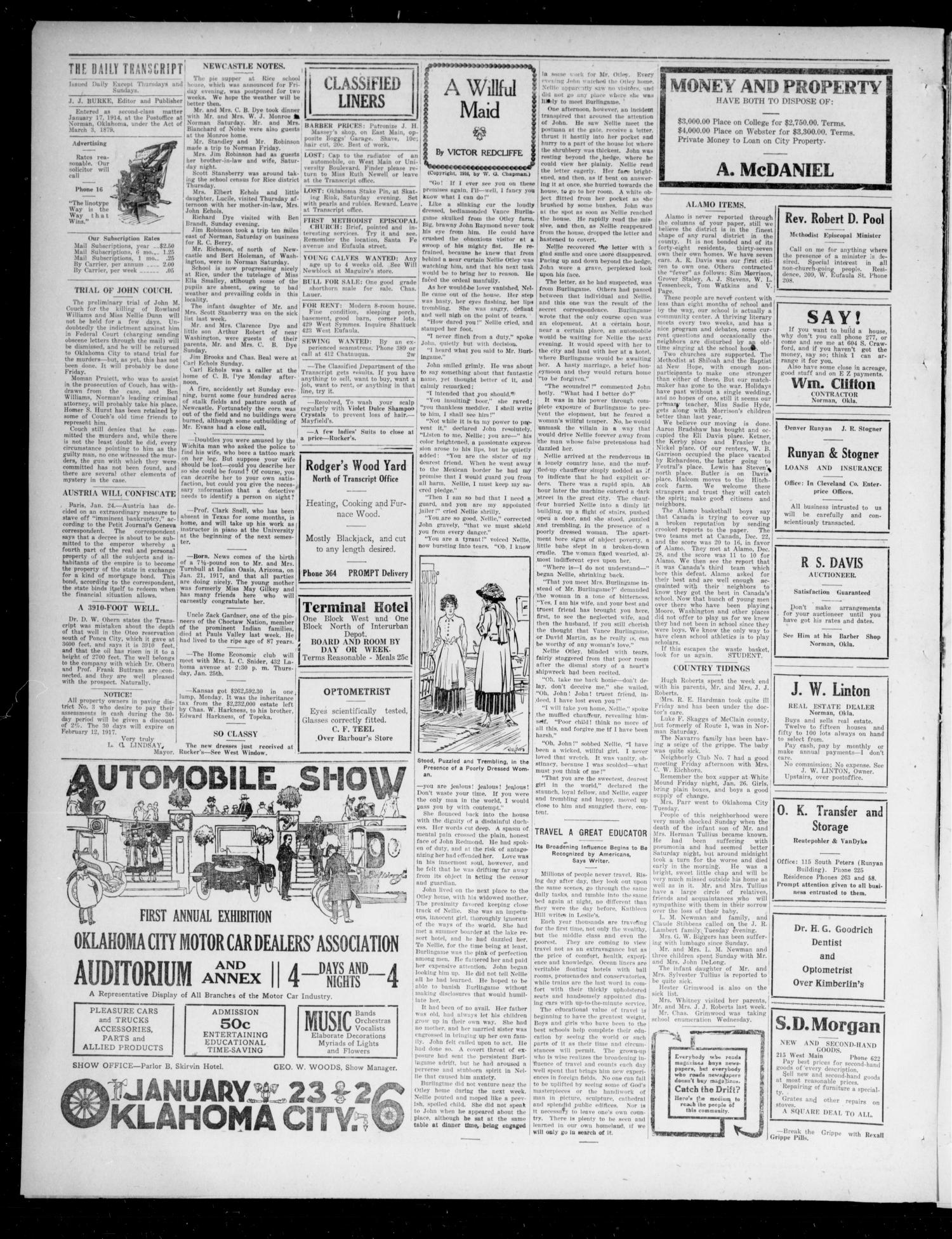 The Daily Transcript  (Norman, Okla.), Vol. 4, No. 171, Ed. 1 Wednesday, January 24, 1917
                                                
                                                    [Sequence #]: 4 of 4
                                                