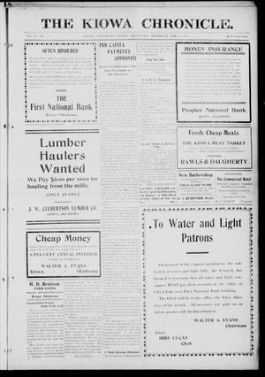 Primary view of object titled 'The Kiowa Chronicle. (Kiowa, Okla.), Vol. 10, No. 36, Ed. 1 Thursday, February 10, 1916'.
