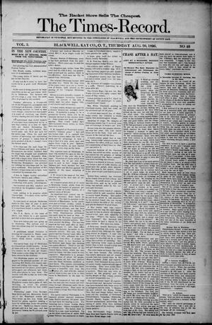 Primary view of object titled 'The Times-Record. (Blackwell, Okla. Terr.), Vol. 3, No. 48, Ed. 1 Thursday, August 20, 1896'.