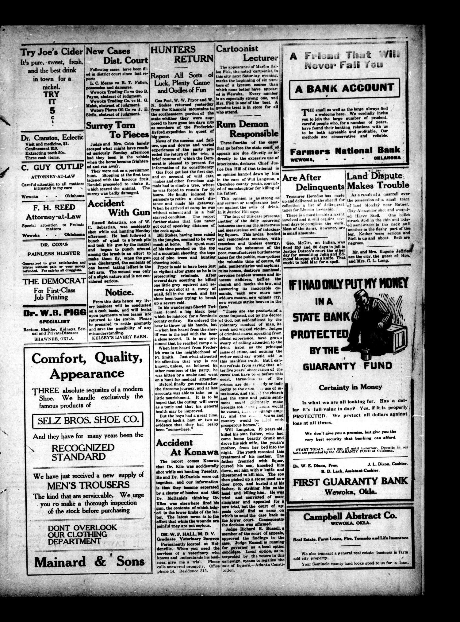The Wewoka Democrat (Wewoka, Okla.), Vol. 5, No. 5, Ed. 1 Friday, November 24, 1911
                                                
                                                    [Sequence #]: 3 of 4
                                                