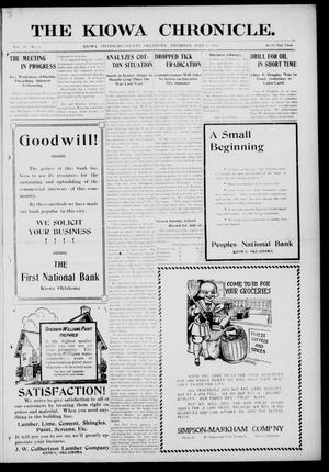 Primary view of object titled 'The Kiowa Chronicle. (Kiowa, Okla.), Vol. 10, No. 8, Ed. 1 Thursday, July 22, 1915'.