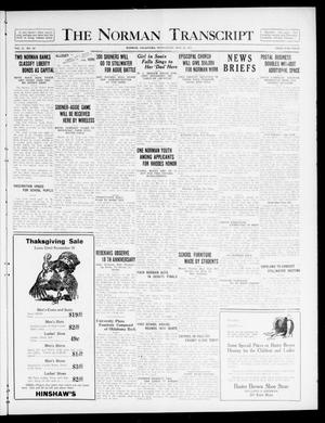 Primary view of object titled 'The Norman Transcript  (Norman, Okla.), Vol. 10, No. 160, Ed. 1 Wednesday, November 22, 1922'.