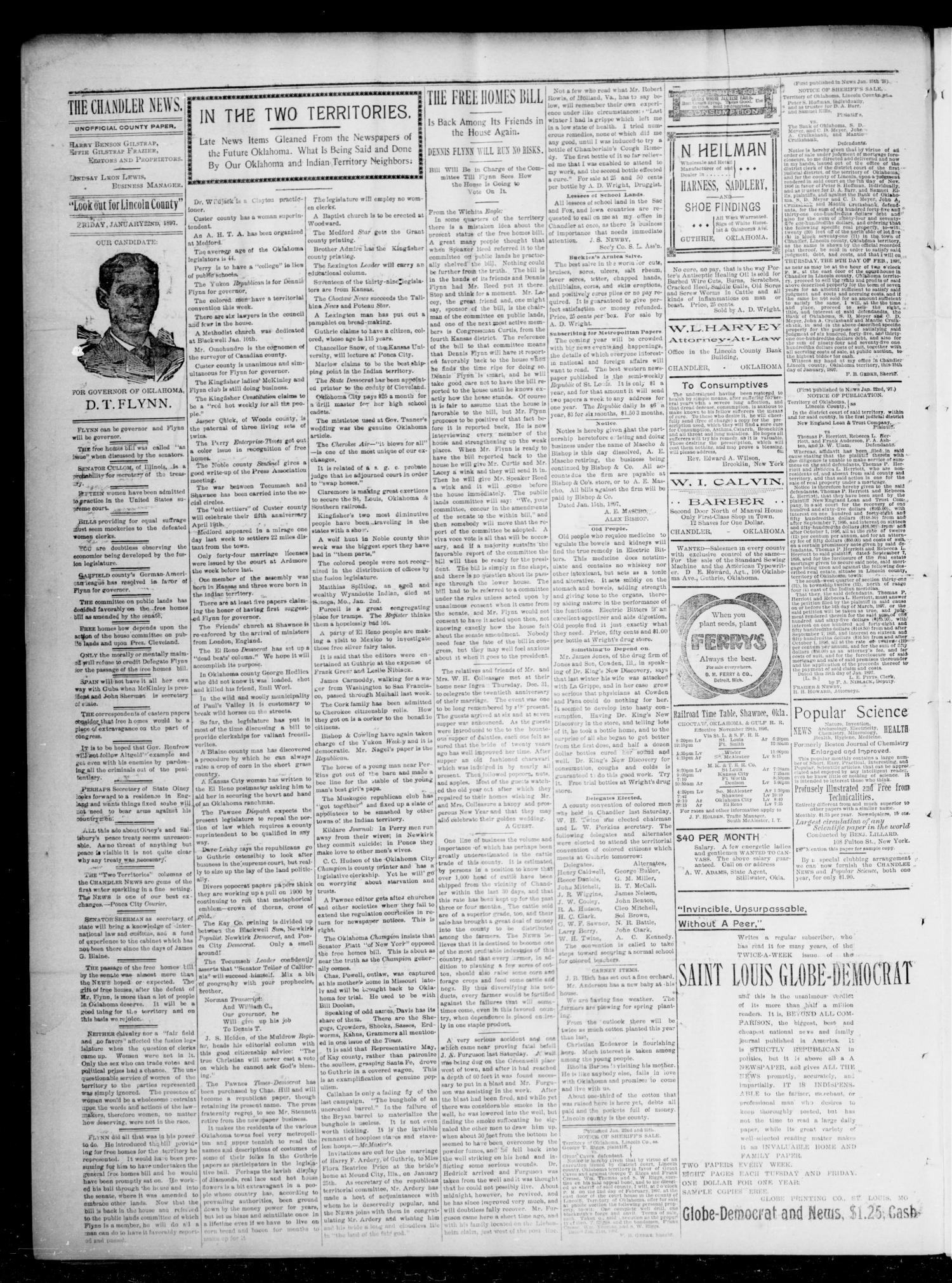 The Chandler News. (Chandler, Okla.), Vol. 6, No. 18, Ed. 1 Friday, January 22, 1897
                                                
                                                    [Sequence #]: 2 of 4
                                                
