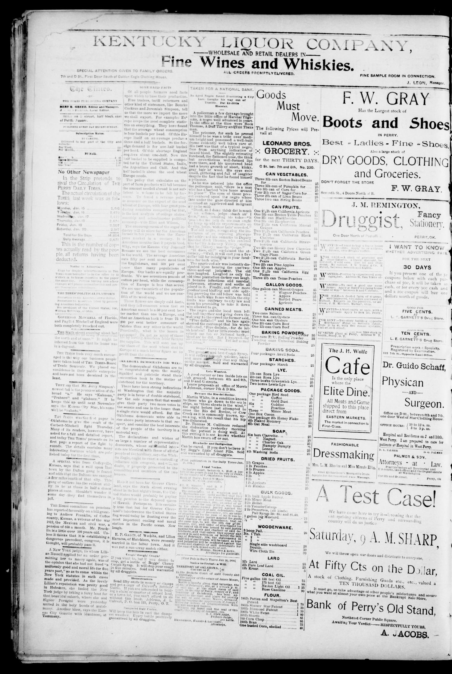 The Perry Daily Times. (Perry, Okla.), Vol. 1, No. 111, Ed. 1 Saturday, January 27, 1894
                                                
                                                    [Sequence #]: 2 of 4
                                                