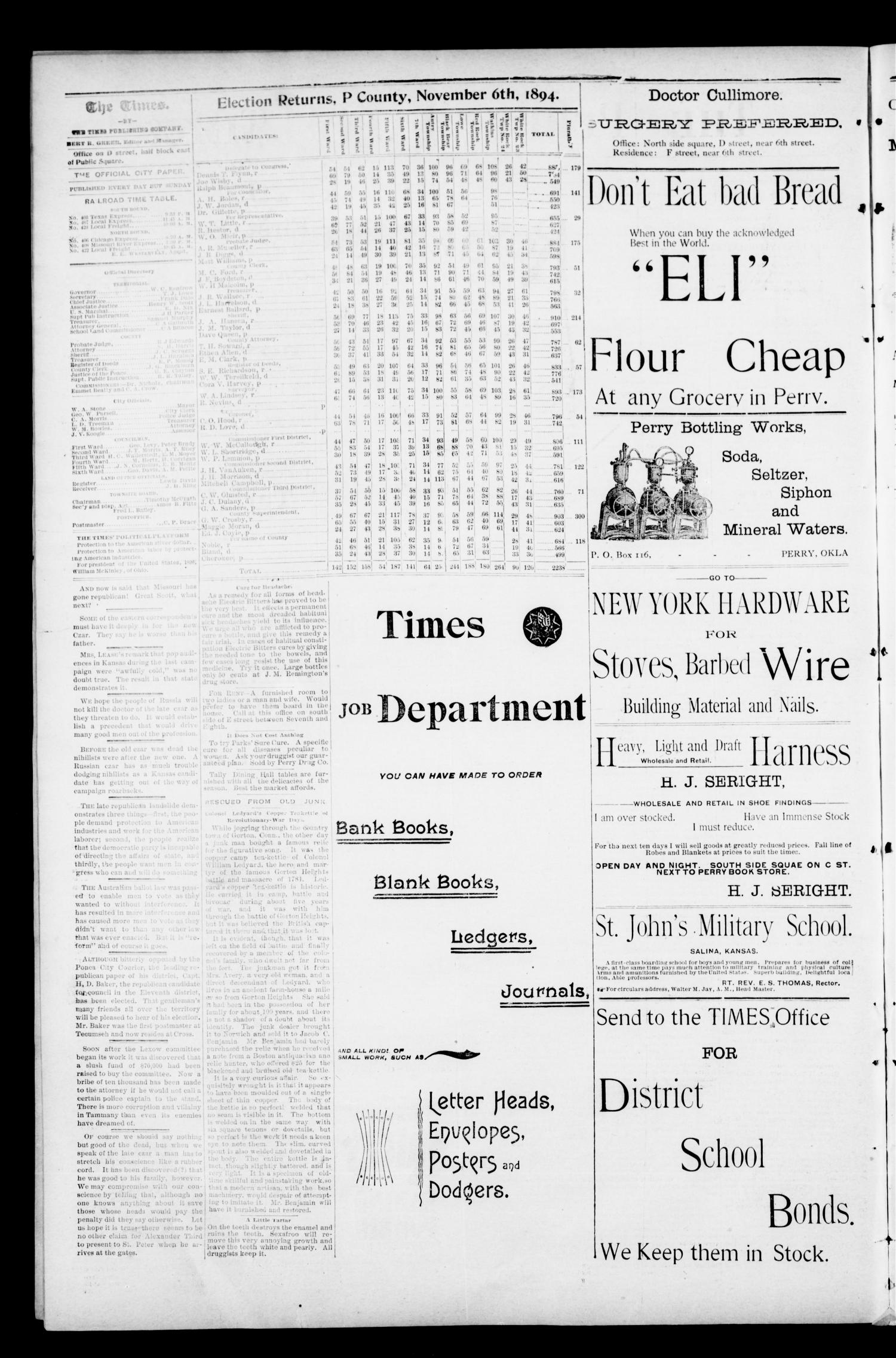 The Perry Daily Times. (Perry, Okla.), Vol. 2, No. 48, Ed. 1 Saturday, November 10, 1894
                                                
                                                    [Sequence #]: 2 of 4
                                                