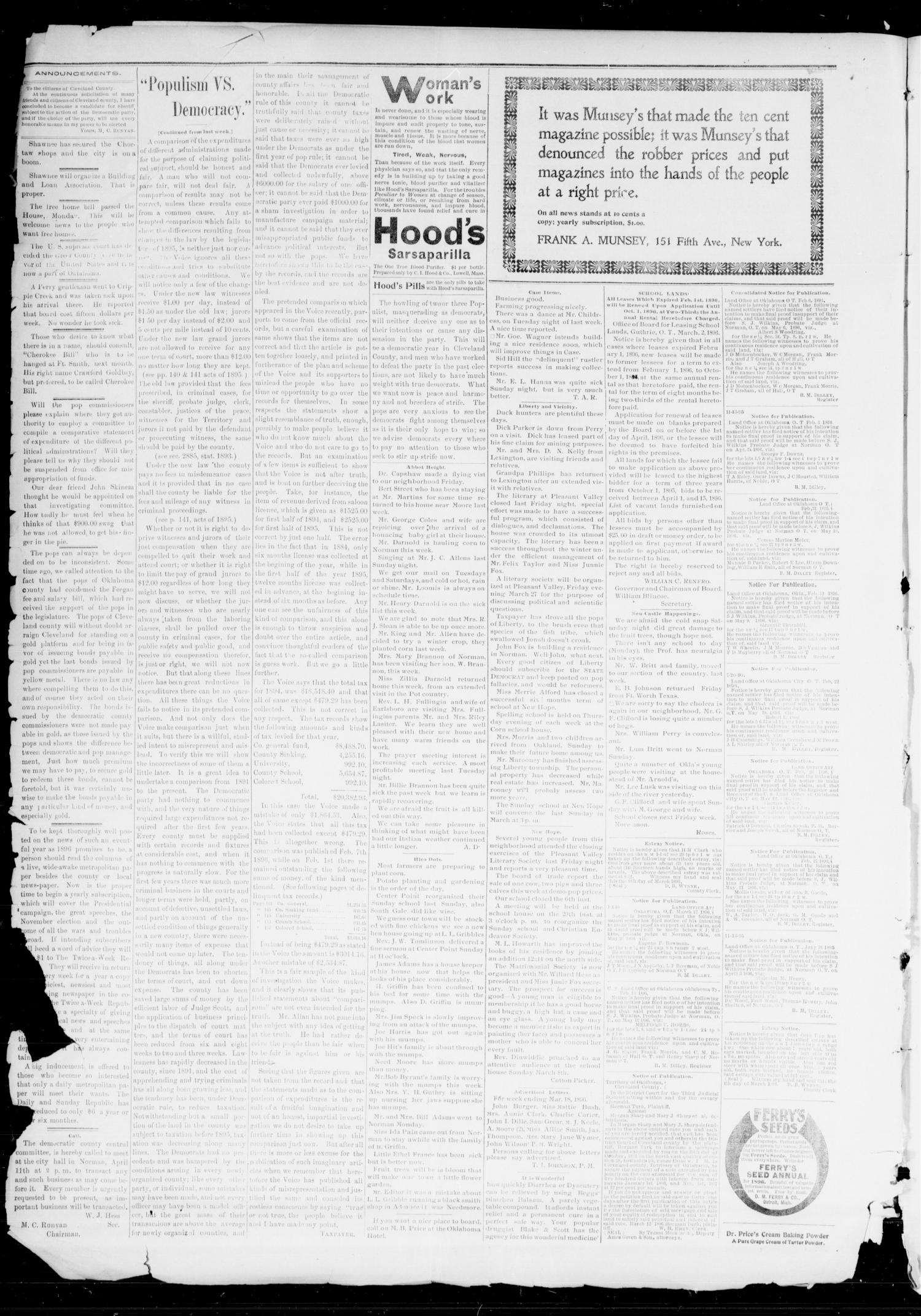 The State Democrat. (Norman, Okla.), Vol. 7, No. 69, Ed. 1 Thursday, March 19, 1896
                                                
                                                    [Sequence #]: 2 of 4
                                                