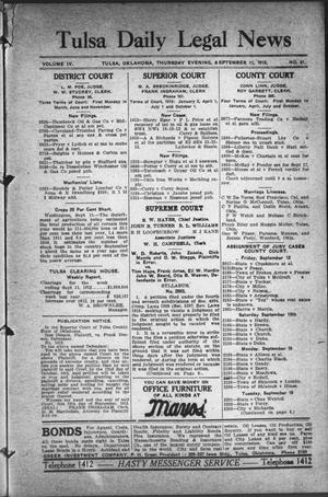 Tulsa Daily Legal News (Tulsa, Okla.), Vol. 4, No. 61, Ed. 1 Thursday, September 11, 1913