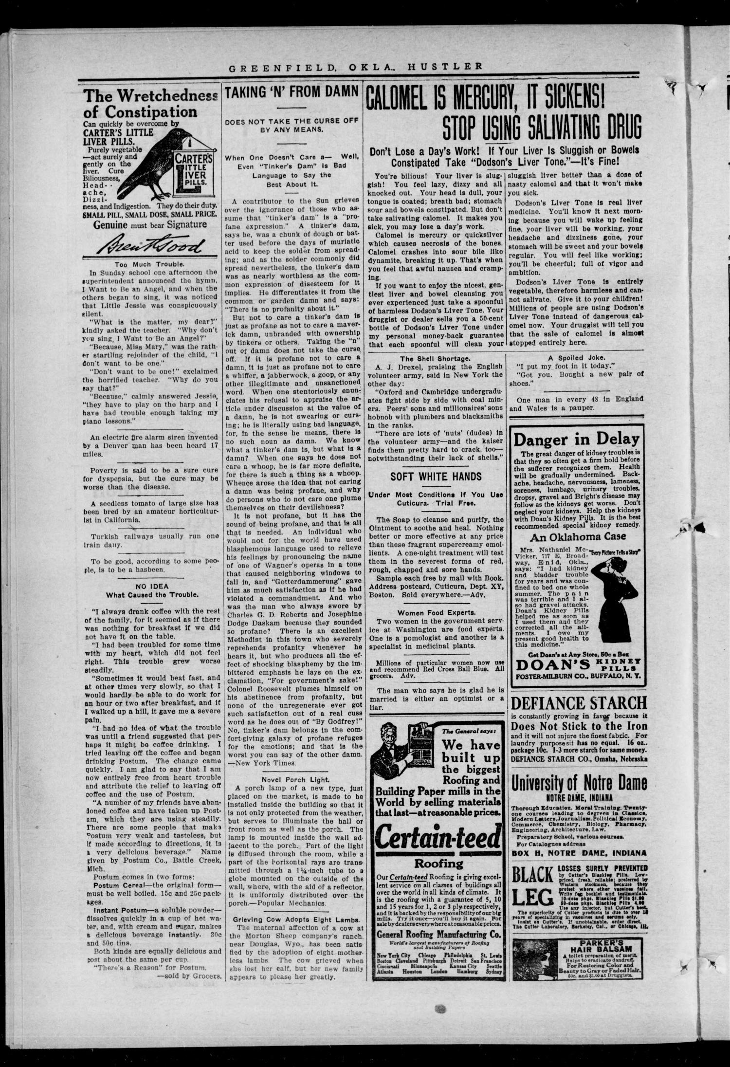 The Greenfield Hustler (Greenfield, Okla.), Vol. 3, No. 25, Ed. 1 Thursday, August 19, 1915
                                                
                                                    [Sequence #]: 4 of 14
                                                