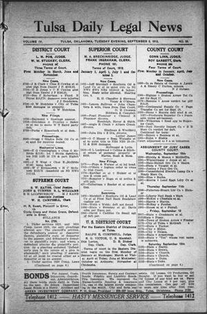 Tulsa Daily Legal News (Tulsa, Okla.), Vol. 4, No. 59, Ed. 1 Tuesday, September 9, 1913