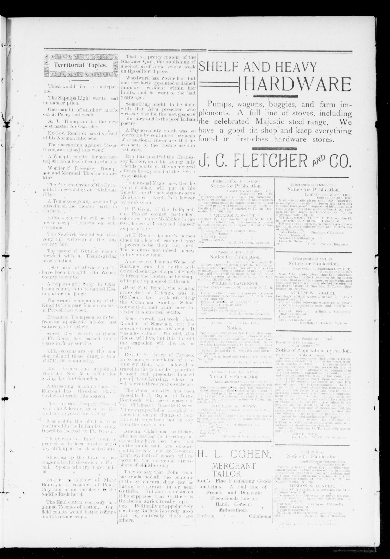 The Chandler News. (Chandler, Okla.), Vol. 7, No. 9, Ed. 2 Friday, November 19, 1897
                                                
                                                    [Sequence #]: 3 of 6
                                                
