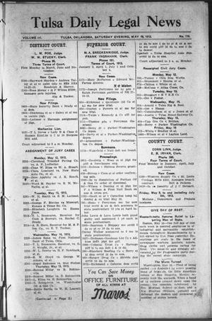 Tulsa Daily Legal News (Tulsa, Okla.), Vol. 3, No. 110, Ed. 1 Saturday, May 10, 1913