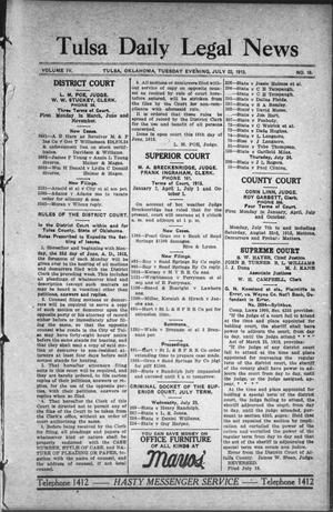 Tulsa Daily Legal News (Tulsa, Okla.), Vol. 4, No. 18, Ed. 1 Tuesday, July 22, 1913