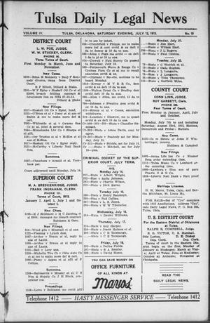 Tulsa Daily Legal News (Tulsa, Okla.), Vol. 4, No. 10, Ed. 1 Saturday, July 12, 1913
