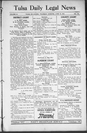 Tulsa Daily Legal News (Tulsa, Okla.), Vol. 3, No. 143, Ed. 1 Thursday, June 19, 1913