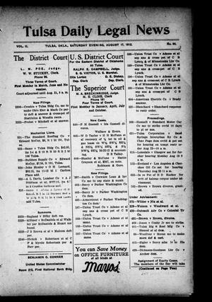 Tulsa Daily Legal News (Tulsa, Okla.), Vol. 2, No. 93, Ed. 1 Saturday, August 17, 1912
