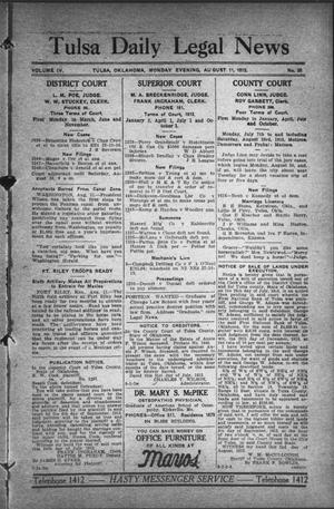 Tulsa Daily Legal News (Tulsa, Okla.), Vol. 4, No. 35, Ed. 1 Monday, August 11, 1913