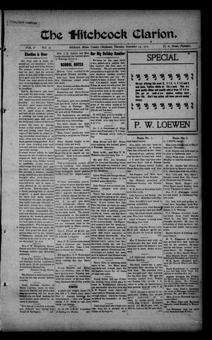 The Hitchcock Clarion. (Hitchcock, Okla.), Vol. 5, No. 35, Ed. 1 Thursday, November 14, 1912