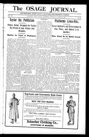 The Osage Journal. (Pawhuska, Osage Nation, Okla.), Vol. 8, No. 20, Ed. 1 Thursday, October 25, 1906