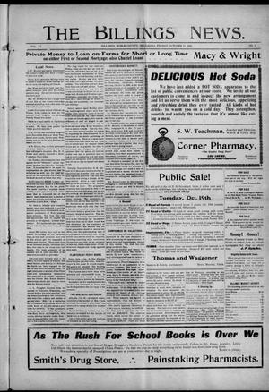 The Billings News. (Billings, Okla.), Vol. 11, No. 3, Ed. 1 Friday, October 15, 1909