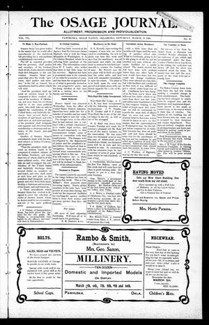 The Osage Journal. (Pawhuska, Osage Nation, Okla.), Vol. 7, No. 39, Ed. 1 Saturday, March 10, 1906