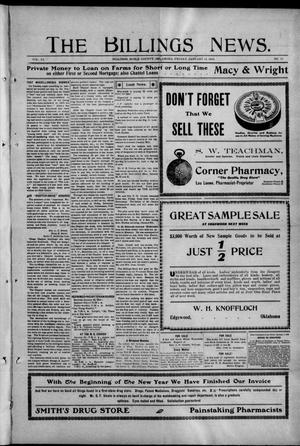 The Billings News. (Billings, Okla.), Vol. 11, No. 16, Ed. 1 Friday, January 14, 1910