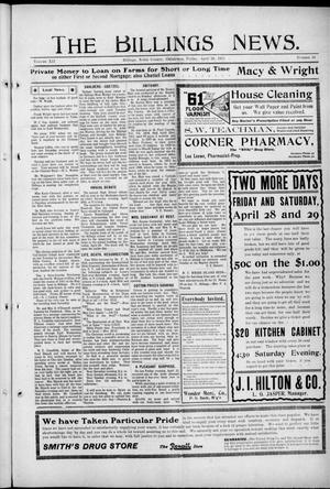 The Billings News. (Billings, Okla.), Vol. 12, No. 33, Ed. 1 Friday, April 28, 1911