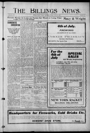 The Billings News. (Billings, Okla.), Vol. 13, No. 25, Ed. 1 Friday, June 28, 1912