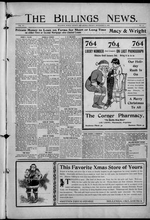 The Billings News. (Billings, Okla.), Vol. 11, No. 13, Ed. 1 Friday, December 24, 1909
