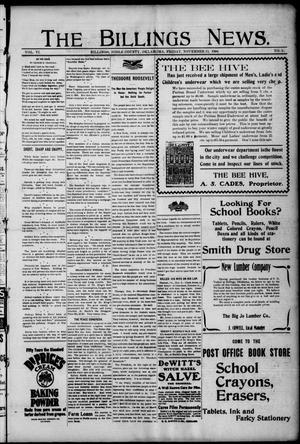 The Billings News. (Billings, Okla.), Vol. 6, No. 9, Ed. 1 Friday, November 11, 1904
