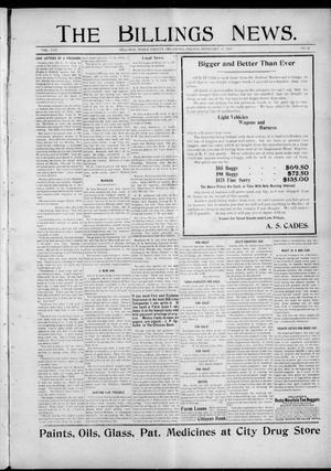 Primary view of object titled 'The Billings News. (Billings, Okla.), Vol. 8, No. 22, Ed. 1 Friday, February 15, 1907'.