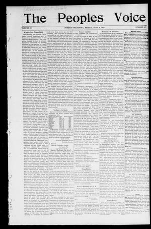 Primary view of object titled 'The Peoples Voice (Norman, Okla.), Vol. 10, No. 46, Ed. 1 Friday, June 6, 1902'.