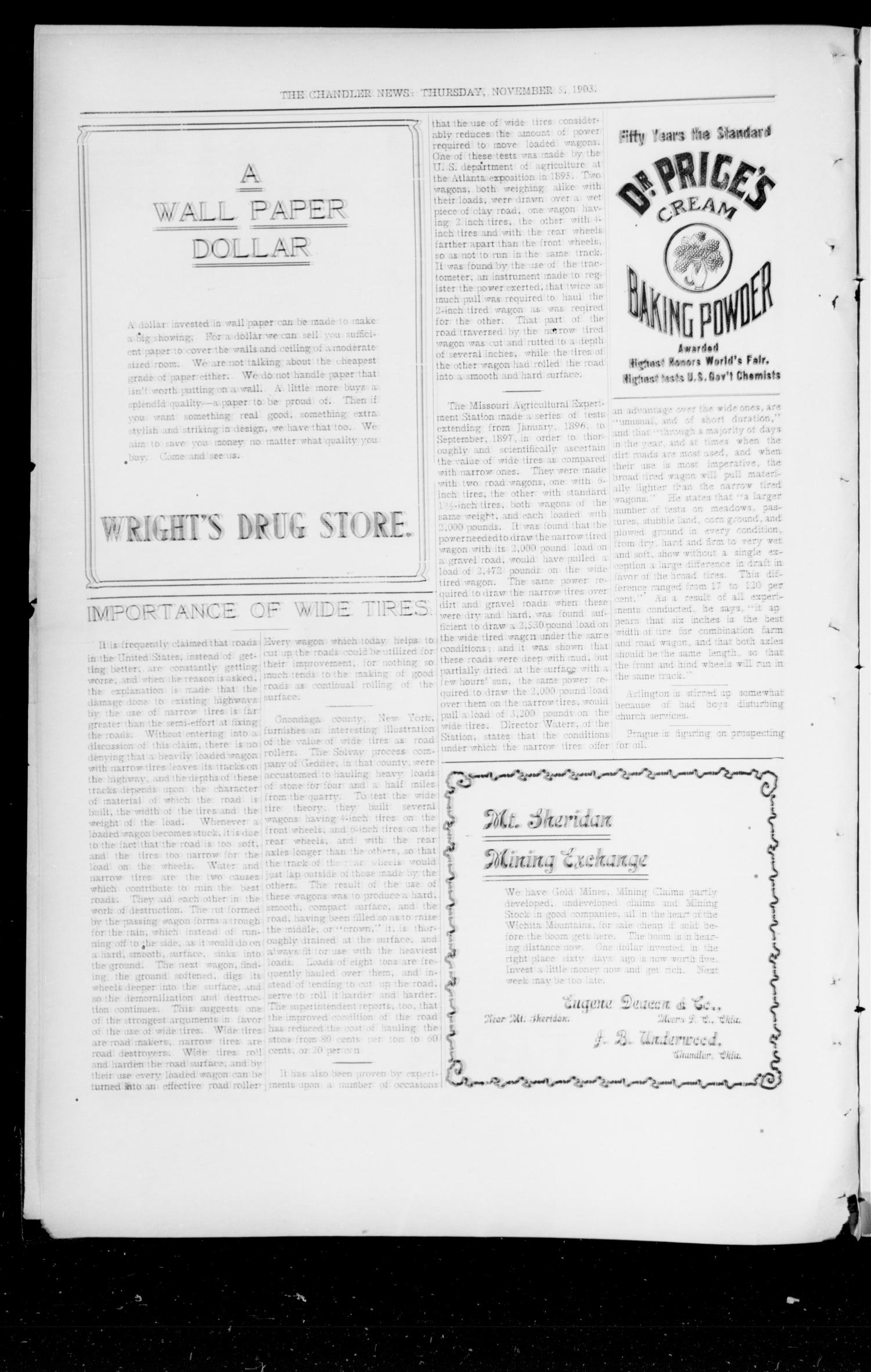The Chandler News. (Chandler, Okla.), Vol. 13, No. 7, Ed. 1 Thursday, November 5, 1903
                                                
                                                    [Sequence #]: 4 of 20
                                                