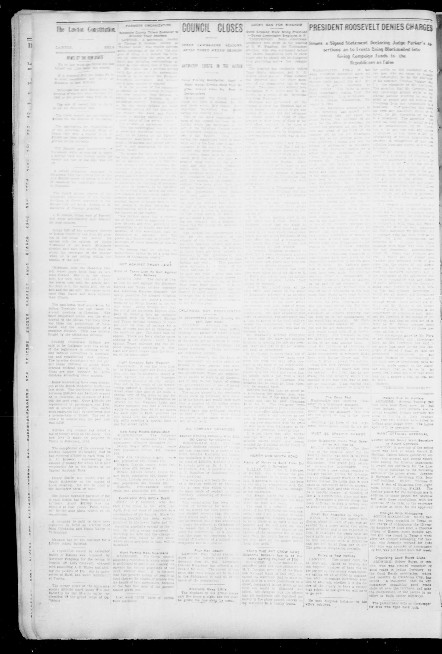 The Lawton Constitution. (Lawton, Okla.), Vol. 2, No. 36, Ed. 1 Thursday, November 10, 1904
                                                
                                                    [Sequence #]: 2 of 16
                                                
