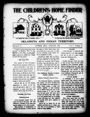 The Children's Home Finder (Guthrie, Okla.), Vol. 1, No. 12, Ed. 1 Wednesday, January 1, 1902