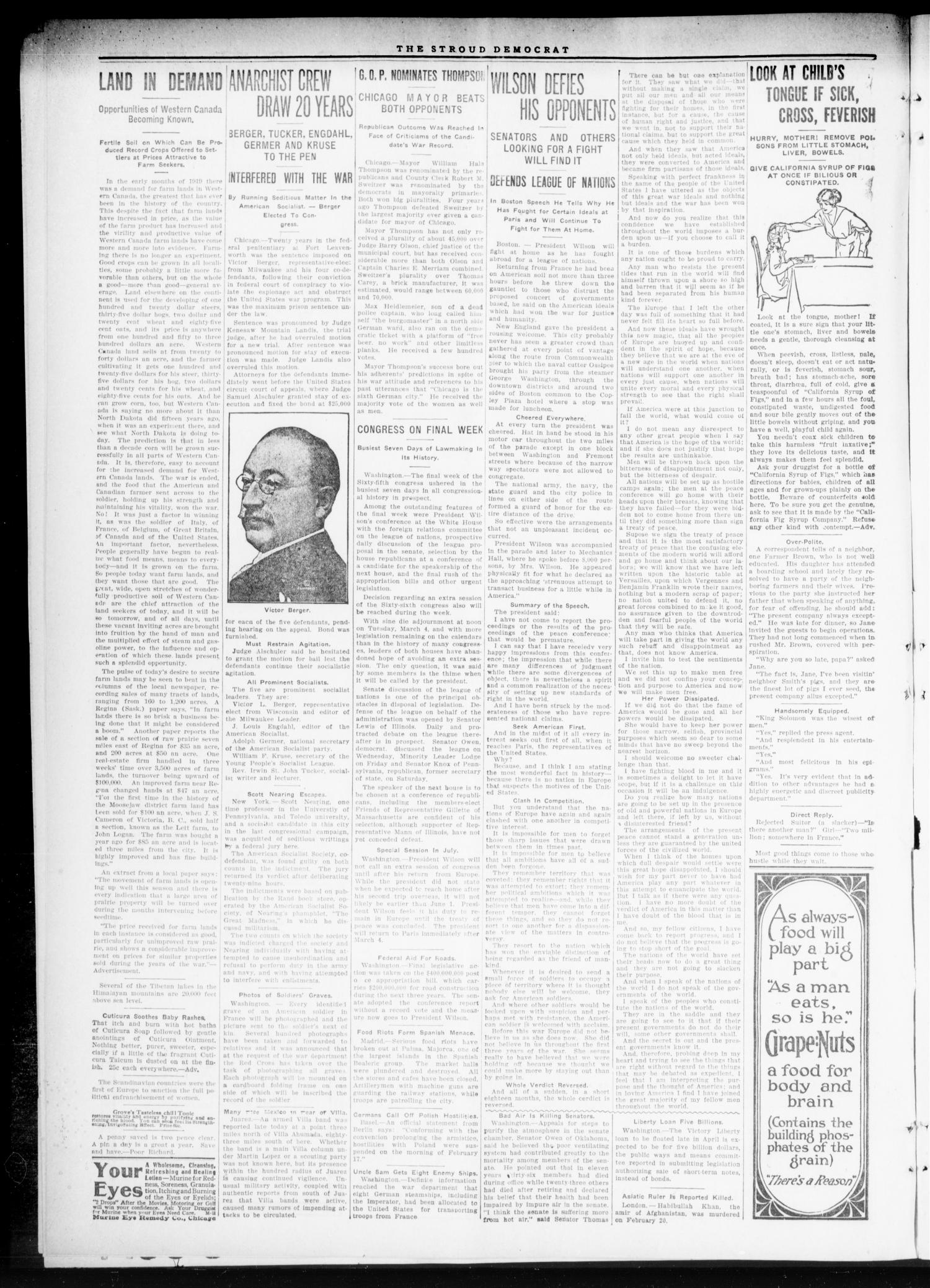 The Stroud Democrat (Stroud, Okla.), Vol. 9, No. 22, Ed. 1 Friday, February 28, 1919
                                                
                                                    [Sequence #]: 2 of 8
                                                