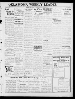 Oklahoma Weekly Leader (Guthrie, Okla.), Vol. 31, No. 44, Ed. 1 Thursday, December 22, 1921
