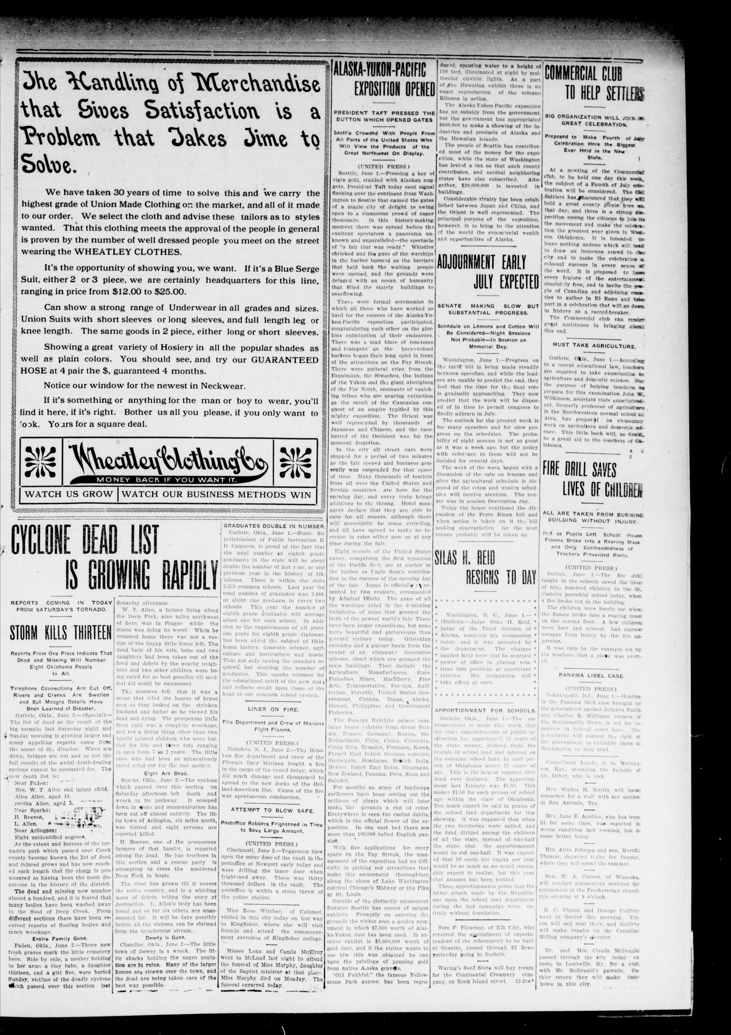 The El Reno Democrat (El Reno, Okla.), Vol. 20, No. 13, Ed. 1 Thursday, June 3, 1909
                                                
                                                    [Sequence #]: 5 of 8
                                                