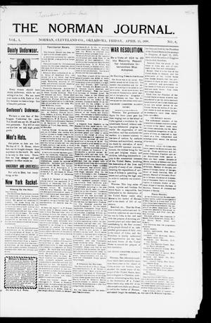 Primary view of object titled 'The Norman Journal. (Norman, Okla.), Vol. 1, No. 8, Ed. 1 Friday, April 15, 1898'.