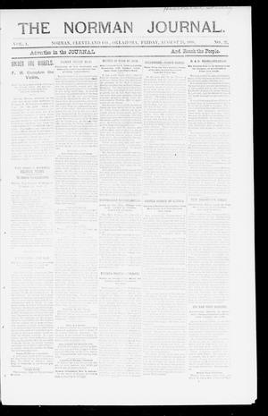 Primary view of object titled 'The Norman Journal. (Norman, Okla.), Vol. 1, No. 26, Ed. 1 Thursday, August 25, 1898'.